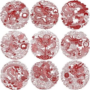 底稿‖九龙图9张高清素材,剪纸、绘画、雕刻参考素材